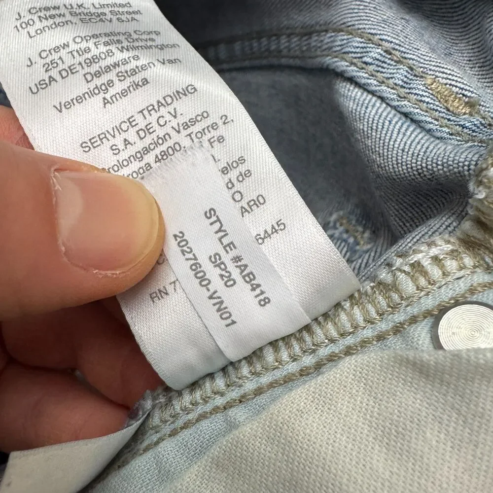 J.Crew Point Sur Slim Boy Straight High Rise Denim Jeans Womens 24 Blue Raw Hem